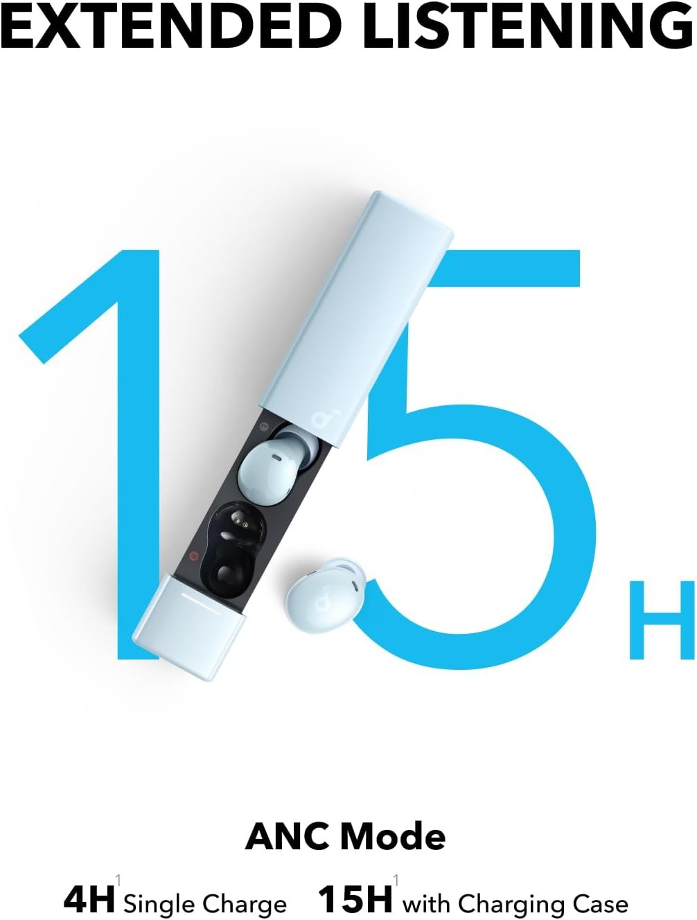 soundcore A30i by Anker, Smart Noise Cancelling Earbuds, Lipstick-Shaped Stylish Design, Tiny, Lightweight Comfort, Clear Sound, IP54, 15H Playtime in ANC Mode, Wireless Earbuds, Bluetooth 5.4