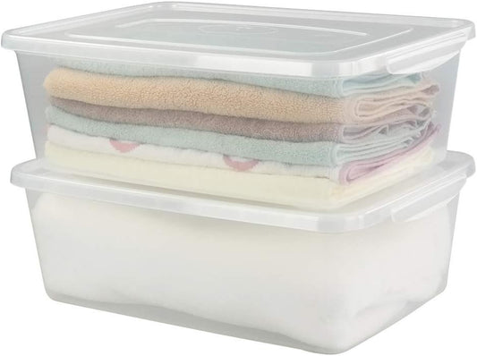 Anbers 16 Quart Clear Latching Storage Containers with Lid, Plastic Storage Box, 2 Packs