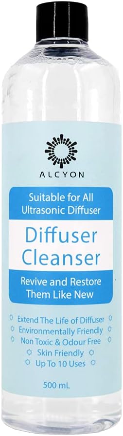 Alcyon Ultrasonic Diffuser Cleanser - Revive, Maintain & Enhance Performance - 500ml Bottle for Eliminate Dust, Bacteria & Odors for Fresh-Scented Home - Essential for a Clean & Fresh Diffuser