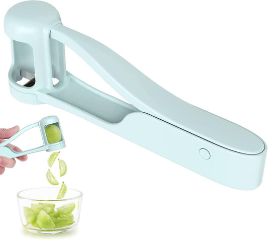 WhiteRhino Grape Cutter/Slicer for Toddlers Baby,Grape Cherry Tomato Strawberry Cutter Quarter Fruit Slicer Tool for Vegetable Fruit Salad Cake Decoration,Stainless Steel Kitchen Gadget (Blue)