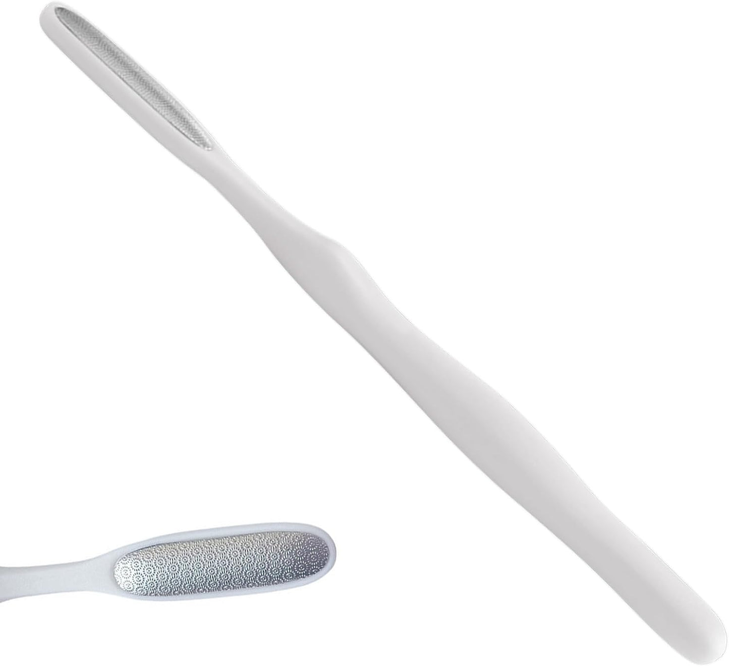 Foot File, Callus Remover, Reusable Stainless Steel, Cracked Skin Tool, Built-In Toe Cleaning Brush for Home or Salon Pedicure Care Routine, 7.4x0.7 Inches White 1 Piece
