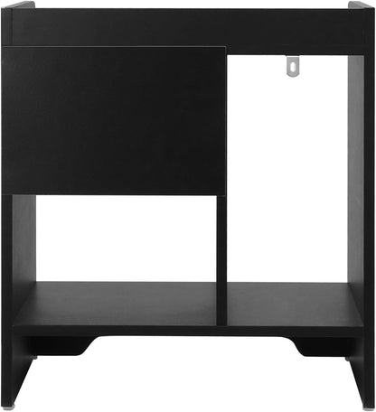 Oikiture Bedside Table with Drawer and Storage Space Side Table Nightstand Home Bedroom Furniture Black