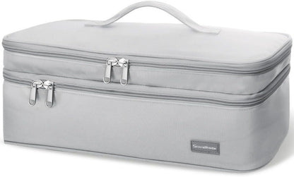 wigmoa K1-K Portable Double-Layer Storage Bag Compatible with Hair Dryer and Accessories - Travel Carrying Case for Hair Dryer, Volumizer, Styler, and Hot Tools. (Grey)