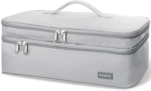 wigmoa K1-K Portable Double-Layer Storage Bag Compatible with Hair Dryer and Accessories - Travel Carrying Case for Hair Dryer, Volumizer, Styler, and Hot Tools. (Grey)