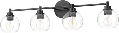 VONLUCE Bathroom Light Fixtures, 4-Light Bathroom Vanity Light with Globe Glass Shades E26 Sockets, Bathroom Lights Over Mirror for Bedroom Hallway Living Room, Black Finish