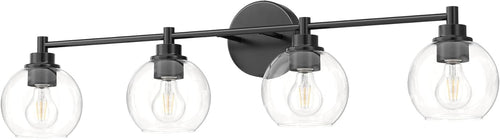 VONLUCE Bathroom Light Fixtures, 4-Light Bathroom Vanity Light with Globe Glass Shades E26 Sockets, Bathroom Lights Over Mirror for Bedroom Hallway Living Room, Black Finish