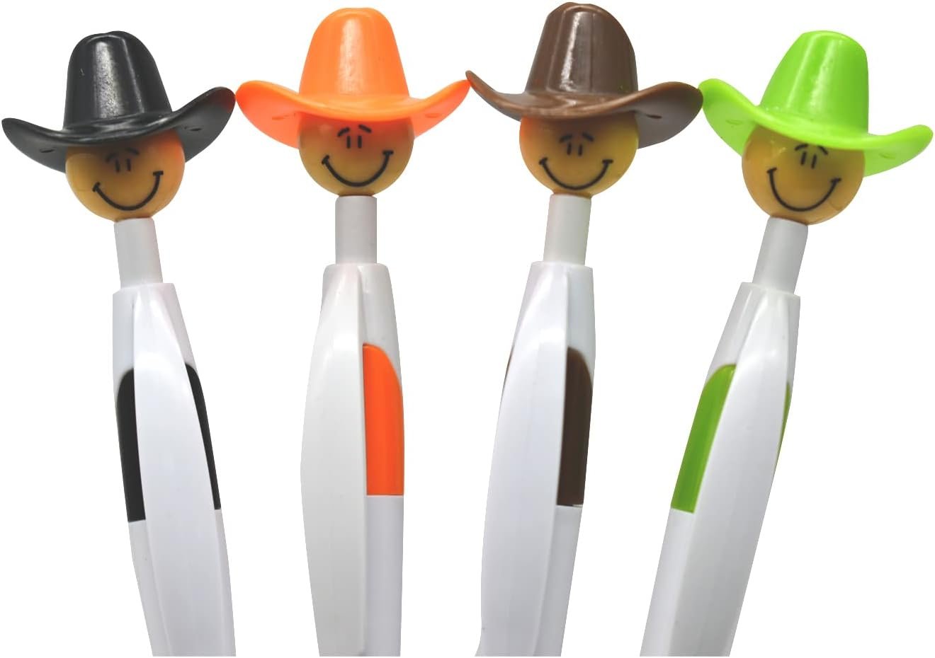 Lopenle 14PCS Cool Cowboy Pens Cowboy Hat Smile Pen Retractable Ballpoint Pens For School Home Office Stationery Supplies