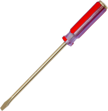 WEDO Non-Sparking Slotted Screwdriver, Spark-free Safety Flat-head Screwdriver, Aluminum Bronze, DIN Standard, BAM & FM Certificate, 12Inch, 8 * 200mm