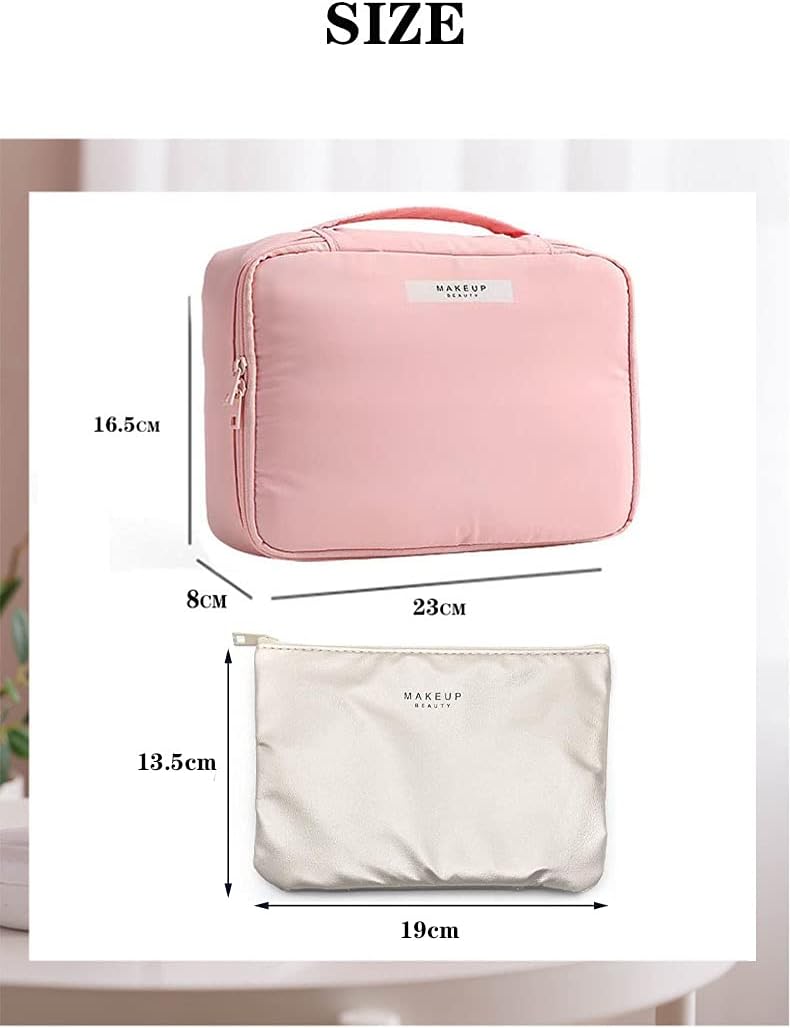 Makeup Bag, Women's Travel Toiletry Bag, Hanging Travel Bag with Hook Waterproof Cosmetic Bag, Cosmetic Organizer for Women and Girls, pink