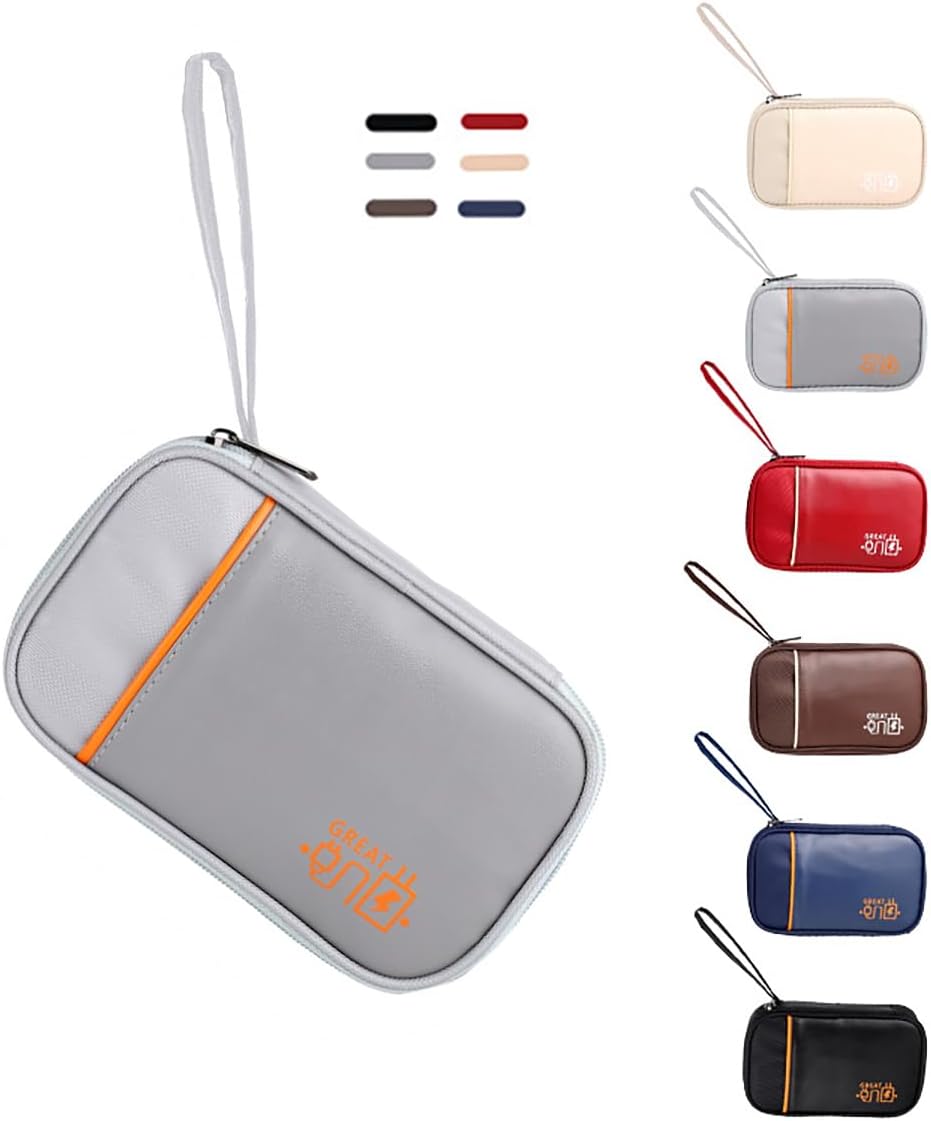 Electronic Accessories Bag, Cable Organizer, Travel Bag Case Water Resistant Cables Small Bag with Bracelet Shockproof Clutch Bag for USB Cables, SD Cards, Chargers, grey, Cable Organizer Bags