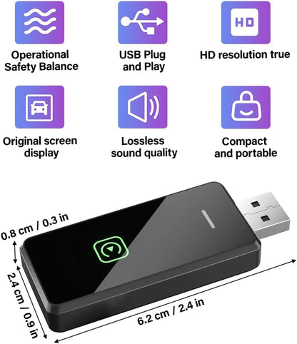 Lotvic 2 in 1 Wireless Carplay Adapter, Wireless Adapter, Adapter for Carplay, Plug & Play, Stable and Fast, Mini Black, Converts Carplay Android Car Wired to Wireless