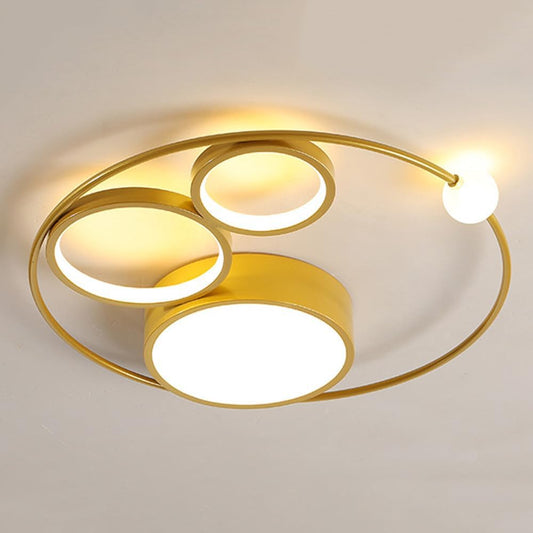 SEMANHUA Lampada da soffitto moderna a LED, plafoniera da incasso 44W con cerchio ad anello, lampadari in acrilico dorato da 20,4" for soggiorno, camera da letto, cucina,