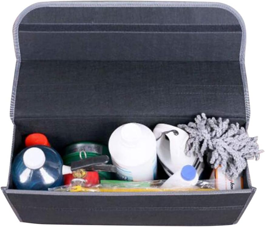 HOMSFOU Felt Car Trunk Storage Bag with Lid, Tools Organizer Foldable Driving Bag Non Slip Storage Pouch for Car 1pcs (Black)