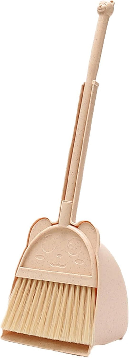 Kid Broom and Dustpan Set Cute & Mini Child Broom and Dustpan Set Educational Housekeeping ABS Toddler Cleaning Kit for Home, Kindergarten