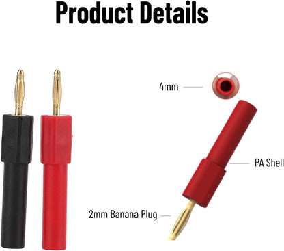5 Set Banana Plug Adapter Banana Plugs for Speaker 2 mm Male to 4 mm Female Red Black Banana Connector Adapter for Electronic Instruments