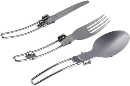 Camping Utensils, Stainless Steel Portable Camping Picnic Folding Cutlery Set with Bag for Outdoor Camping Backpacking Travel Lunch