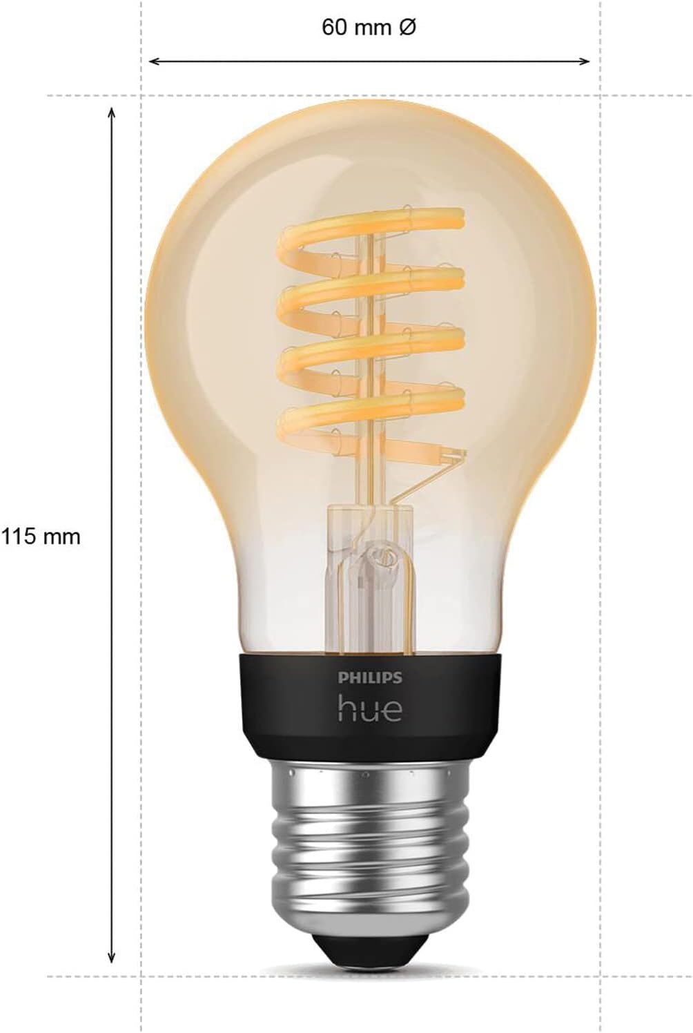 Philips Hue White Ambiance Filament Single Smart LED Bulb [E27 Edison Screw] - 550 Lumens. Compatible with Alexa, Google Assistant and Apple Homekit