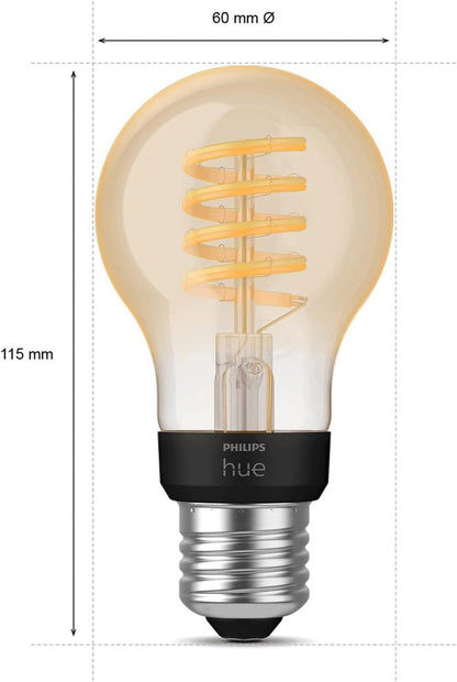 Philips Hue White Ambiance Filament Single Smart LED Bulb [E27 Edison Screw] - 550 Lumens. Compatible with Alexa, Google Assistant and Apple Homekit
