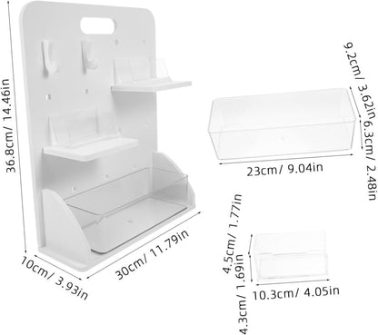 PENIKOKO 1set Diy Pegboard Organizer with Vertical Storage No Drill Installation Includes Boards Hooks Space-saving Office Supply Rack for Workspace Organization