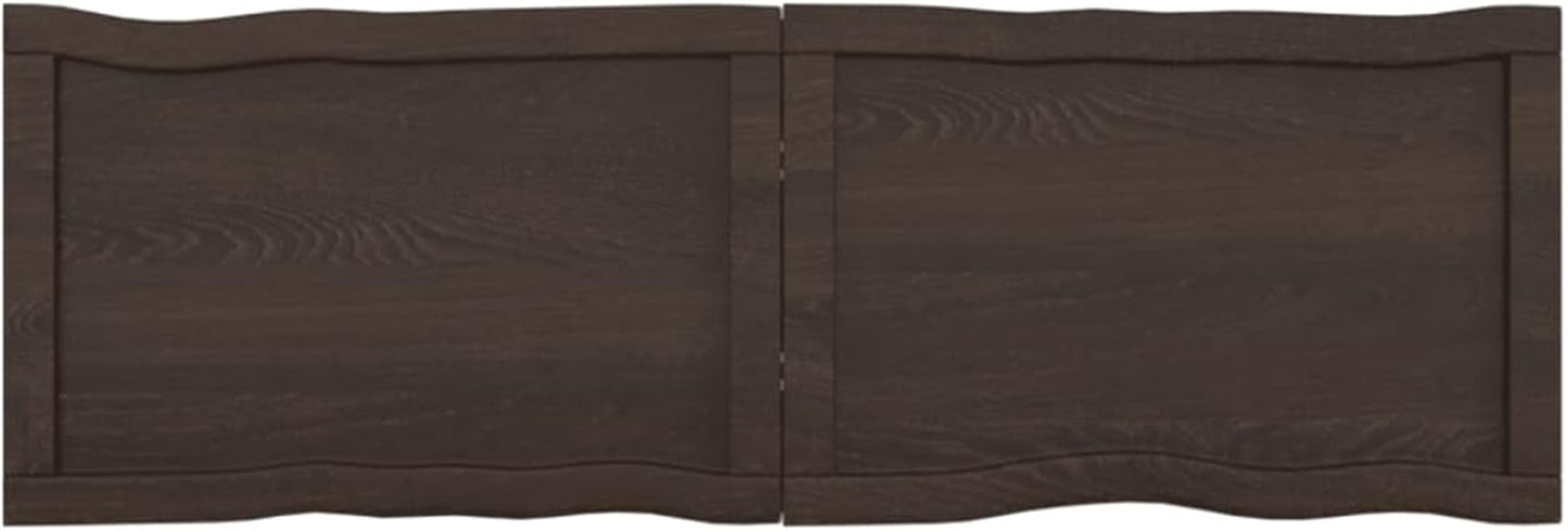 Solid Wood Tabletop, Dark Brown, 120 x 40 x (2-6) cm, Live Edge, Replacement for Coffee Table, Dining Table, Desktop Surface, Kitchen Countertop, Durable & Stylish
