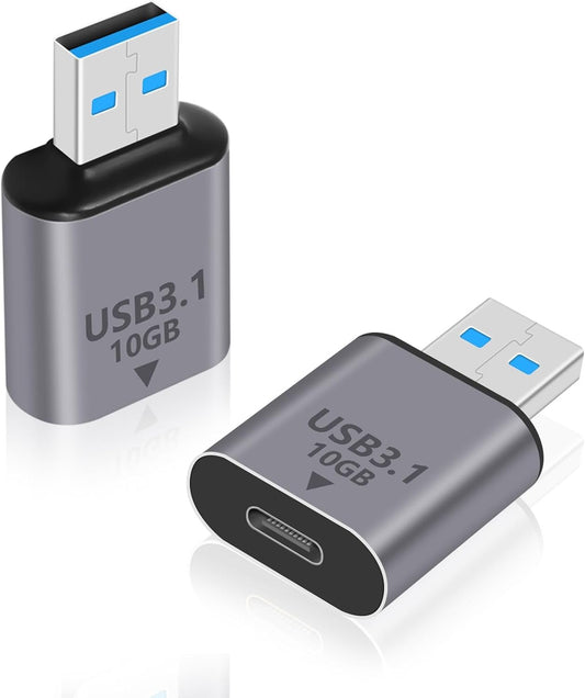 Duttek USB A to USB C Adapter, 10Gbps USB C to USB 3.1 Gen 2 Adapter, USB Male to USB C Female Adapter OTG Fast Charging for iPhone, MacBook, PC, Laptop, Charger, Power (Pack of 2)