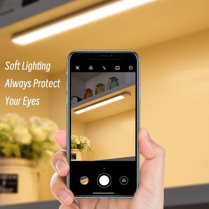 Smart Motion Sensor LED 3.0 New & Upgraded Version, Tiverio Home Motion Sensor Lights, Punch-Free Magnetic Mount Under Cabinet Lighting, Wireless Light for Closet, Kitchen, Hallway (Black, 30 cm