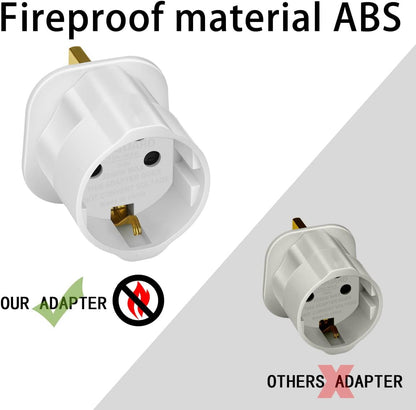 VGUARD [1 Pack] Europe to UK Adapter, EU to UK Adapter Pack 2 Pin to 3 Pin Adapter for Travel Electronic Device - White