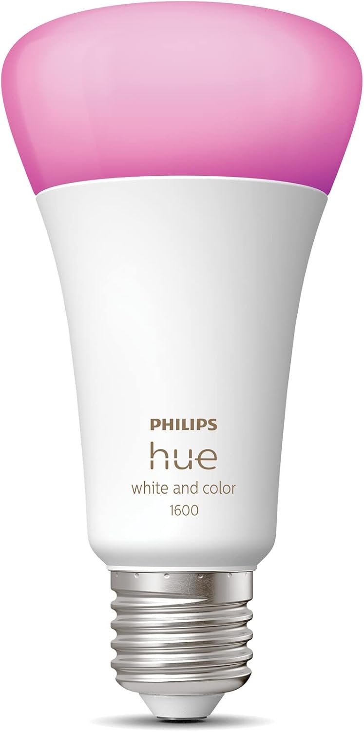 Philips Hue White and Colour Ambiance Smart Light Bulb 100W - 1600 Lumen [E27 Edison Screw] with Bluetooth. for Indoor Home Lighting, Livingroom, Bedroom. Works with Voice Control, Alexa.