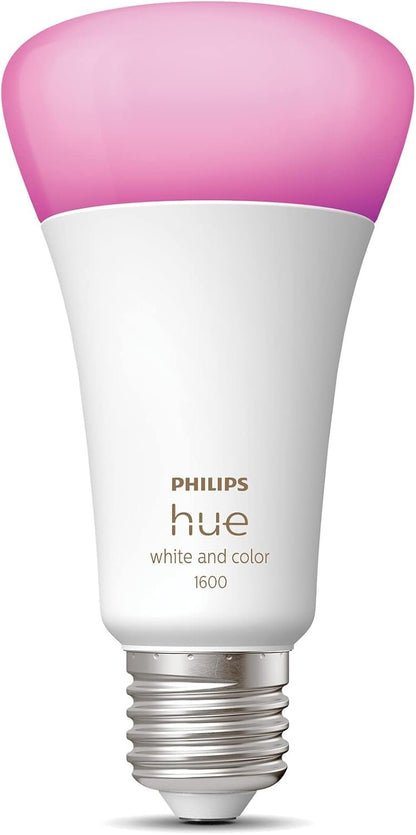 Philips Hue White and Colour Ambiance Smart Light Bulb 100W - 1600 Lumen [E27 Edison Screw] with Bluetooth. for Indoor Home Lighting, Livingroom, Bedroom. Works with Voice Control, Alexa.