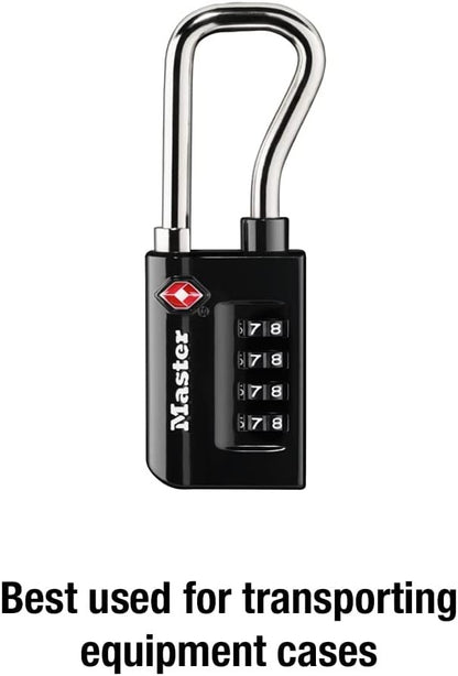 Master Lock Padlock, Set Your Own Combination TSA Accepted Luggage Lock, 1-5/16 in. Wide, 4696D, Black