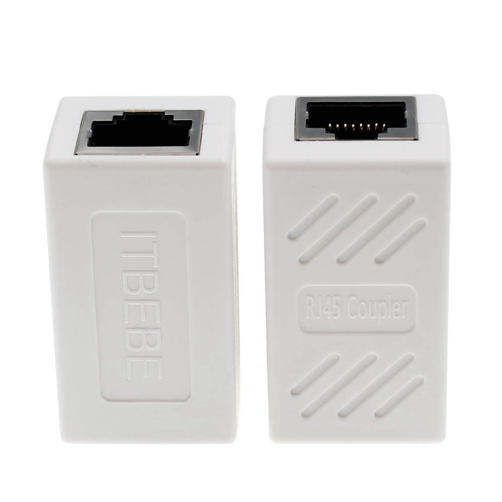 ITBEBE RJ45 in-Line Coupler Connector Cat6 Cat5e Ethernet Network Cable Extender Adapter (2-Pieces, White)