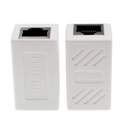 ITBEBE RJ45 in-Line Coupler Connector Cat6 Cat5e Ethernet Network Cable Extender Adapter (2-Pieces, White)