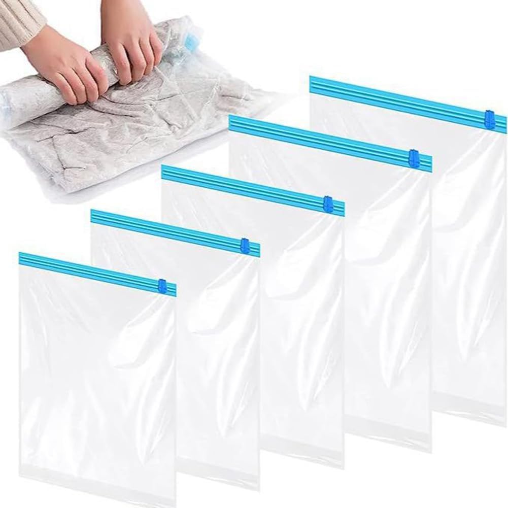 Space-Saving Compression Bags - Essential Travel Accessories - No Vacuum or Pump Needed - Vacuum Storage Bags for Travel and Home Organization - Packing Organizers (10)