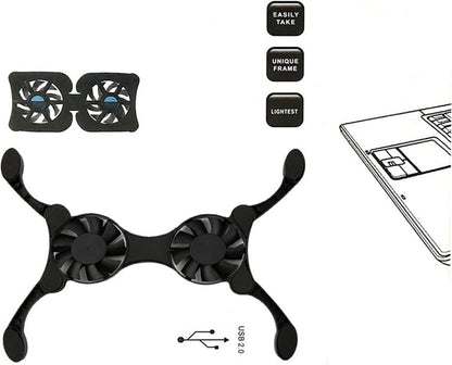 Laptop Cooling Pad, Octopus Folding Dual Fan Cooler, Computer Chill Mat No Noise, Portable Laptop Fan Stand Cooling