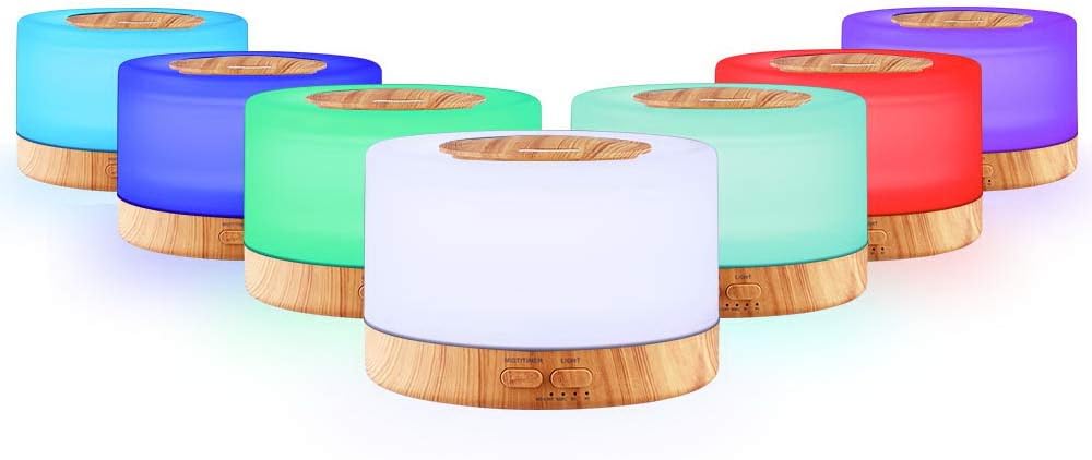 Devanti Aroma Diffuser, 500ml Wood Air Humidifier Purifier Essential Oils Car Airs Freshener Vaporizer Aromatherapy Diffusers Scent Booster Home Office Bedroom Humidifiers Steam, 7 LED Light