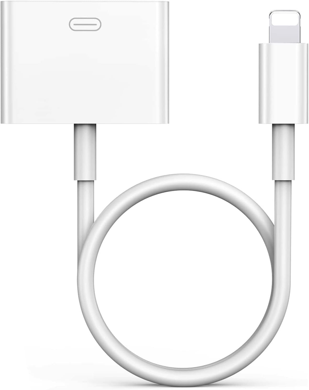 30 Pin to Lightning Adapter, 8-Pin Male to 30-Pin Female Connector Converter with Phone Charger Cable Cord Compatible Phone 14/13/12/11/X/8/7/6/5/4S/4/3/Pad/Pod (No Audio) White