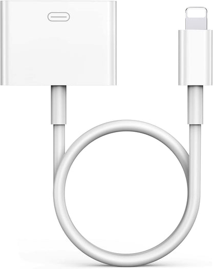 30 Pin to Lightning Adapter, 8-Pin Male to 30-Pin Female Connector Converter with Phone Charger Cable Cord Compatible Phone 14/13/12/11/X/8/7/6/5/4S/4/3/Pad/Pod (No Audio) White