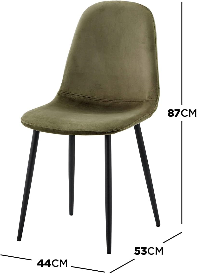 120cm Round Table w/ 4 Chairs Dining Set Velvet Fabric Indoor Furniture (Olive, Black Table)