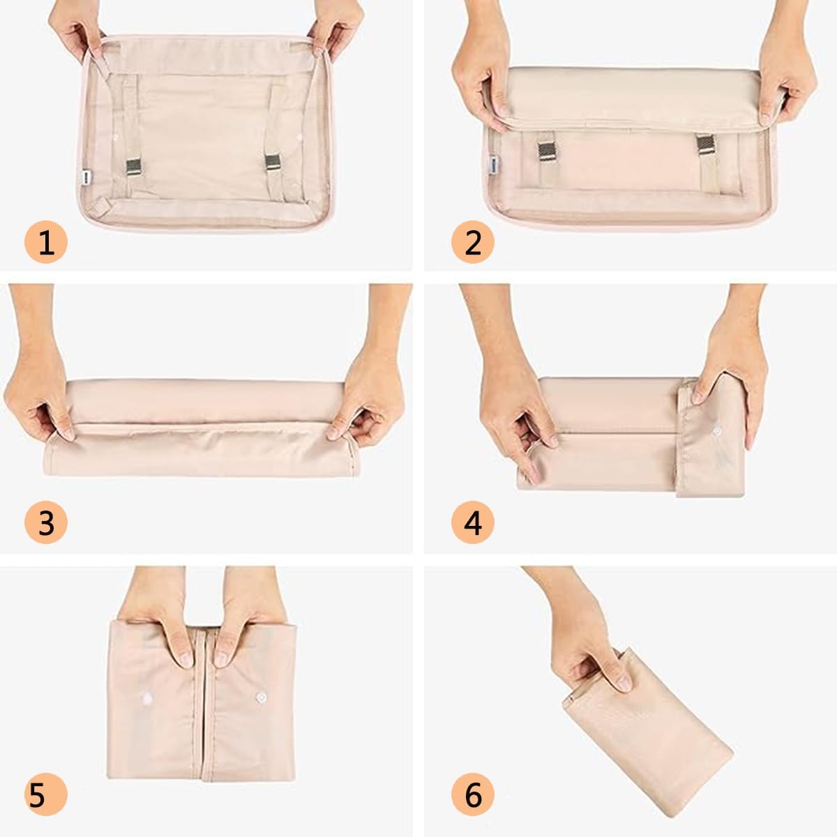 Packing Cubes, 7 Set Travel Packing Bags, Suitcase Organisers for Clothes, Travel Cubes Storage Bag Luggage Accessories (Beige, Packing Cubes + Toiletry Bag)