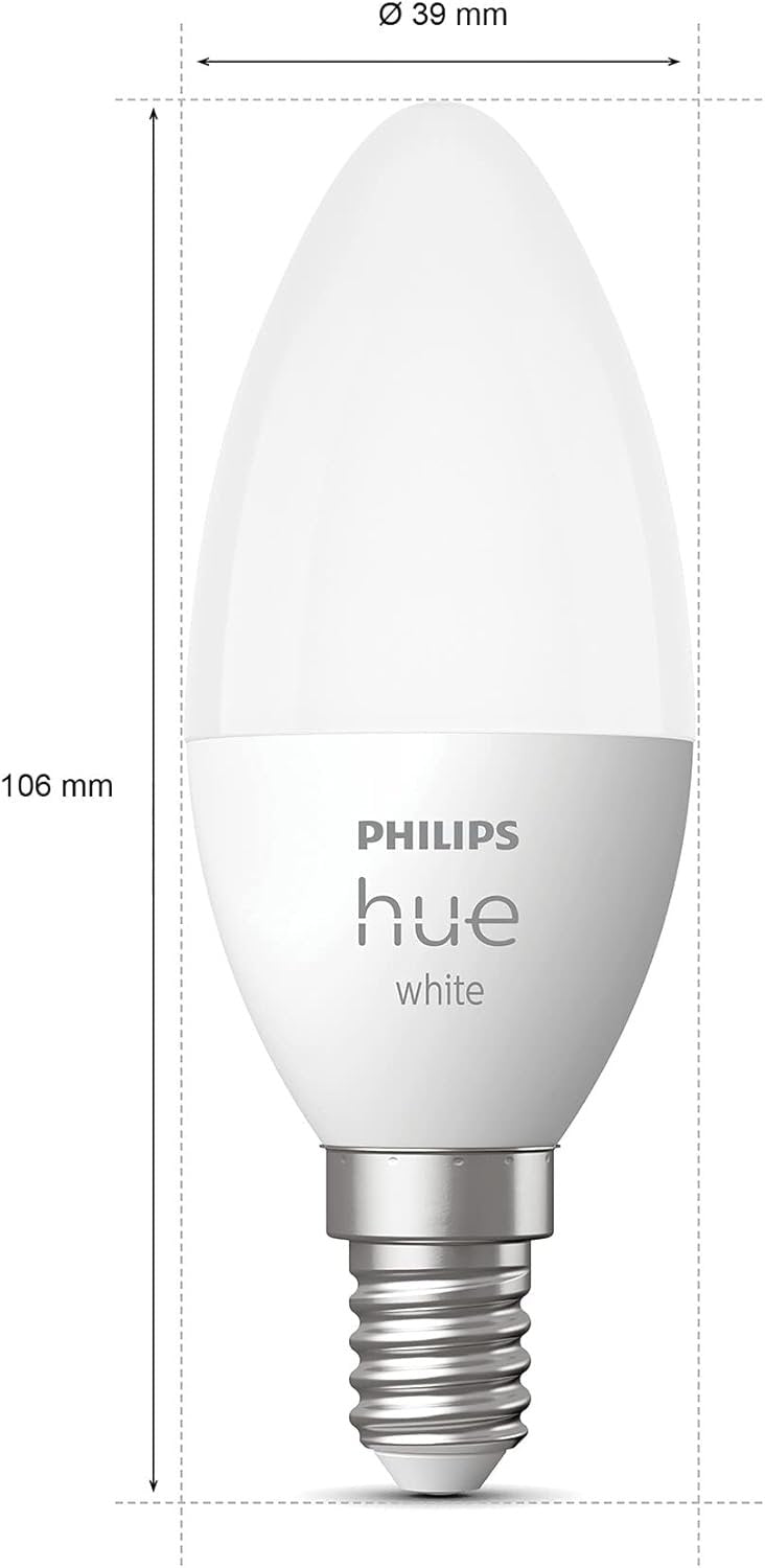 Philips Hue E14 LED Bulb, Warm White (Pack of 2)