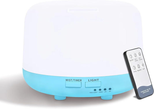 CHOUWEEK 300ML Air Diffuser for Essential Oils, Ultrasonic Aromatherapy Diffuser, Remote Control Aroma Diffuser Humidfer, 7Color Changing LED Light,Auto-Off, Timer for Home, Bedroom, Office, Kids.