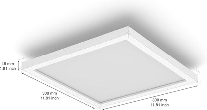 Philips Hue White & Color Ambiance Surimu Panel Ceiling Light 30 x 30 cm (1,760 lm), Dimmable Ceiling Light for Hue Lighting System with 16 Million Colours, Smart Light Control via Voice or App, White