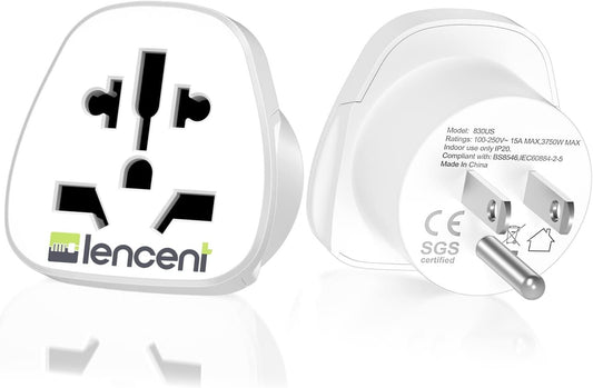 LENCENT 2X AU to US Plug Adapter, American Outlet Adapter, Grounded America Travel Adapter for USA Mexico Canada Thailand Japan and More (Type B)