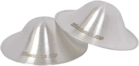 The Original Silver Nursing Cups - Nipple Shields for Nursing Newborn - 100% Pure Silver 999 Carat and Handmade - Nipple Covers Breastfeeding (Regular)