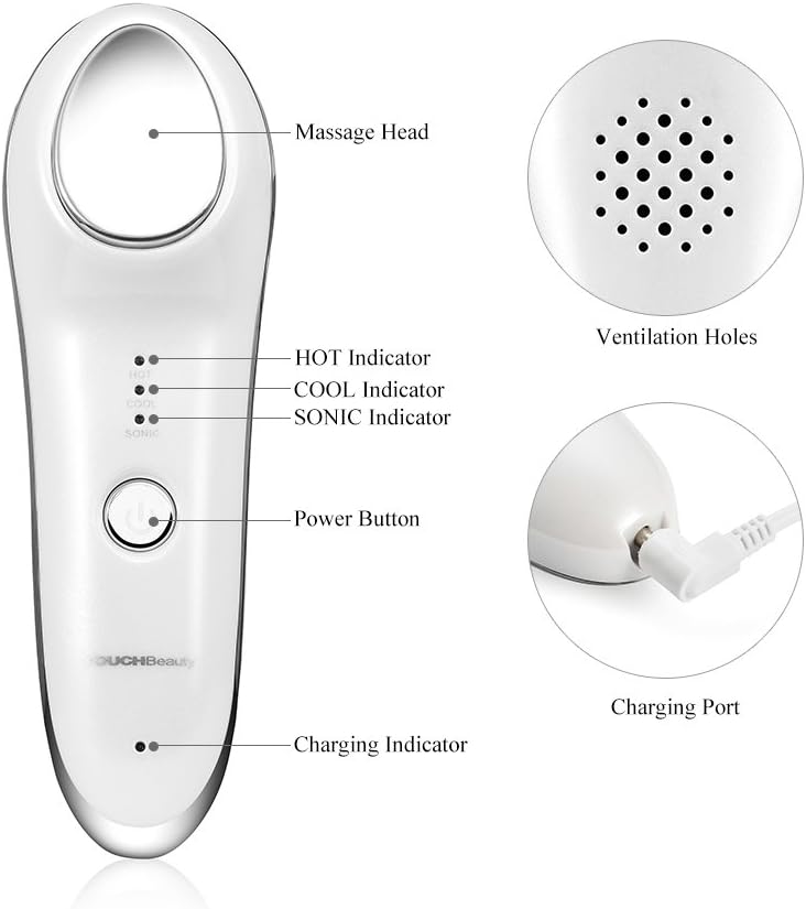 TOUCHBeauty Hot & Cold Facial Massager - Handheld Vibration Skin Rejuvenating Relaxation Device for Smoother Tighter Face, Skincare Warming & Cooling Beauty Tool for Women