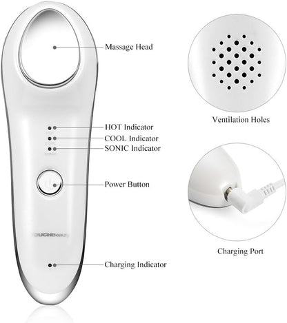 TOUCHBeauty Hot & Cold Facial Massager - Handheld Vibration Skin Rejuvenating Relaxation Device for Smoother Tighter Face, Skincare Warming & Cooling Beauty Tool for Women