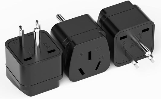 3PCS AU to USA Universal Travel Plug, Australia to America International Travel Adapter, Travel Power Plug for The United States, Canada, Brazil, Japan, Black