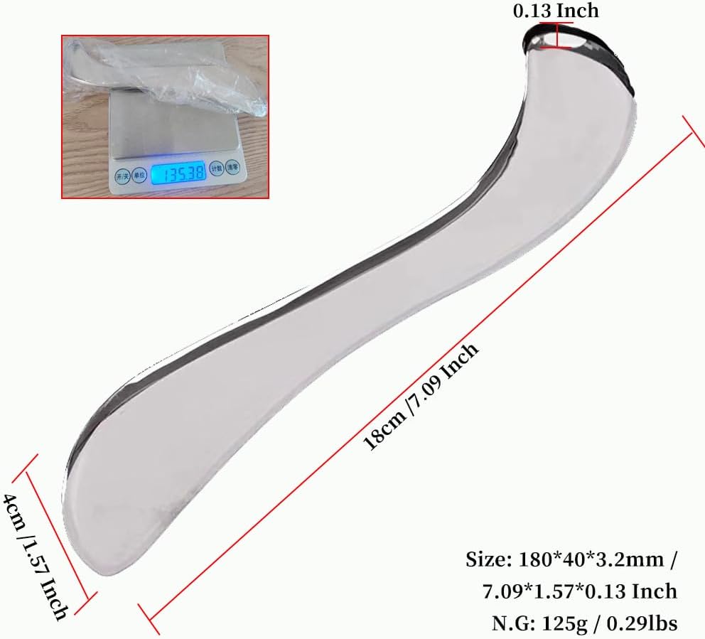 Generic 2-Piece Gua Sha Tool, 304 Stainless Steel Massage Tool, Scraper for Muscle Soft Tissue Mobilization, Back, Leg, Arm, Neck, with Pouch