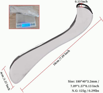 Generic 2-Piece Gua Sha Tool, 304 Stainless Steel Massage Tool, Scraper for Muscle Soft Tissue Mobilization, Back, Leg, Arm, Neck, with Pouch