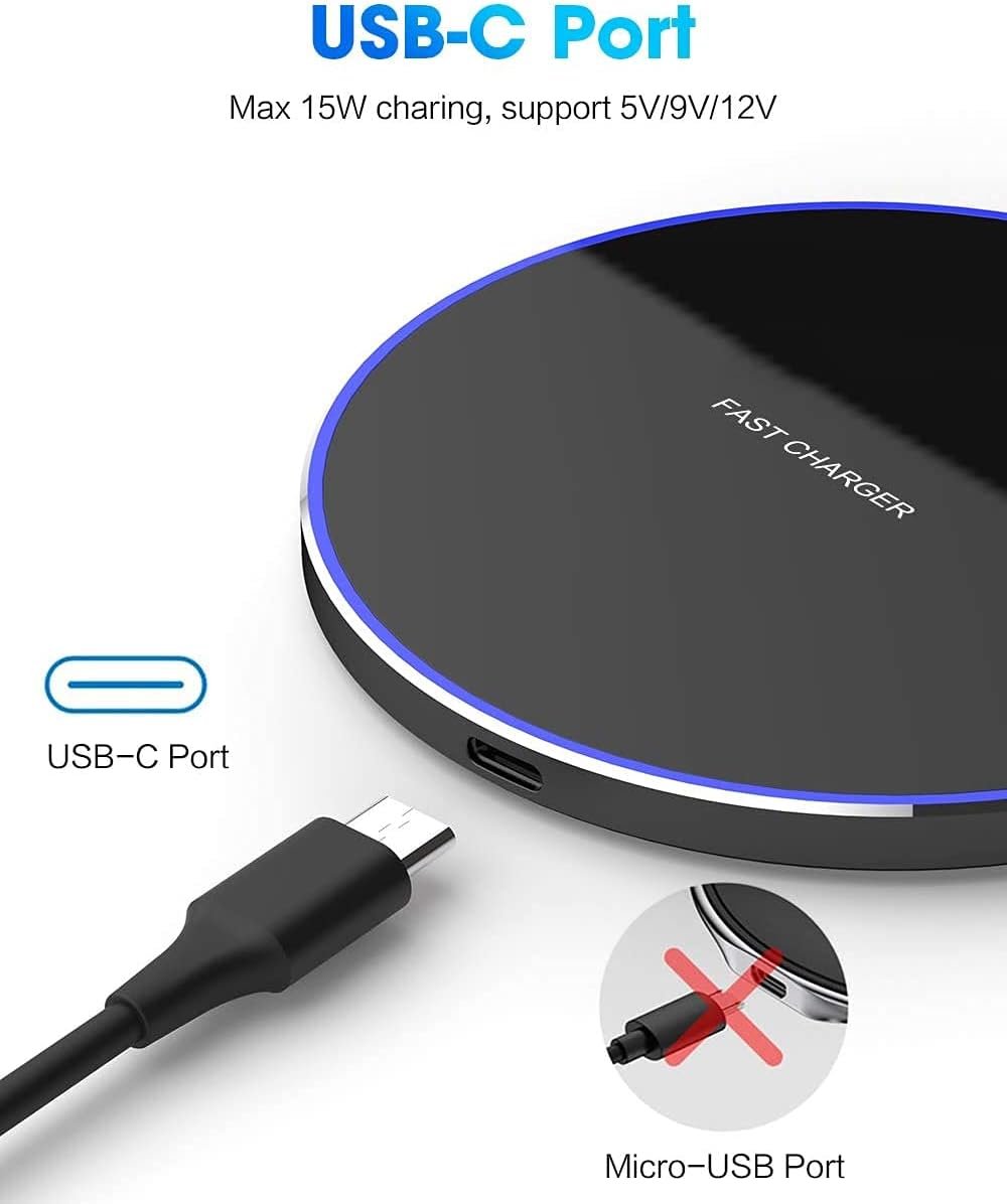 Fast Wireless Charging Pad Compatible with iPhone 16 15 14 13 12 11 Pro Max/13 12 Mini/XR/XS/X,Samsung Galaxy Z Fold/Flip,S24/S23/S22/S21/S20/Note 20,Pixel 9 Pro,AirPodPro/Galaxy Buds/Pixel Buds